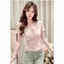 Áo thun ngắn tay thiết kế ren phong cách Hàn Quốc dành cho nữ mùa hè 2026 Phong cách mới Vai trước Slim-Fit Slimmer Look Beautiful Beautiful Small Top