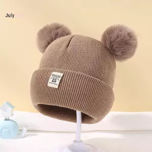 JULYHOT Mũ Mùa Đông Dễ Thương Màu Len Dệt Kim Bonnet Bebe Bé Sơ Sinh Mũ Pompom Cho Trẻ Em Bé Trai Bé Gái Trẻ Em Mũ Ấm Áp Massivedeals