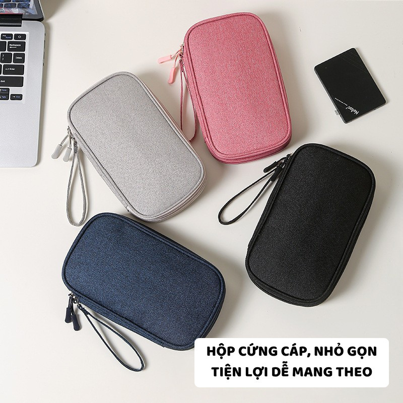 Túi Đựng Phụ Kiện Điện Tử ENODA HOME, Túi Vải Nhiều Ngăn Dày Dặn Đựng Cáp Sạc, Tai Nghe TUIPK001