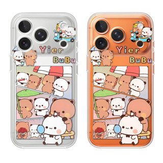 YIER BUBU Ốp điện thoại cho iPhone 17 16 15 14 13 12 11 silicon trong suốt mềm,Các cặp đôi vỏ chống sốc