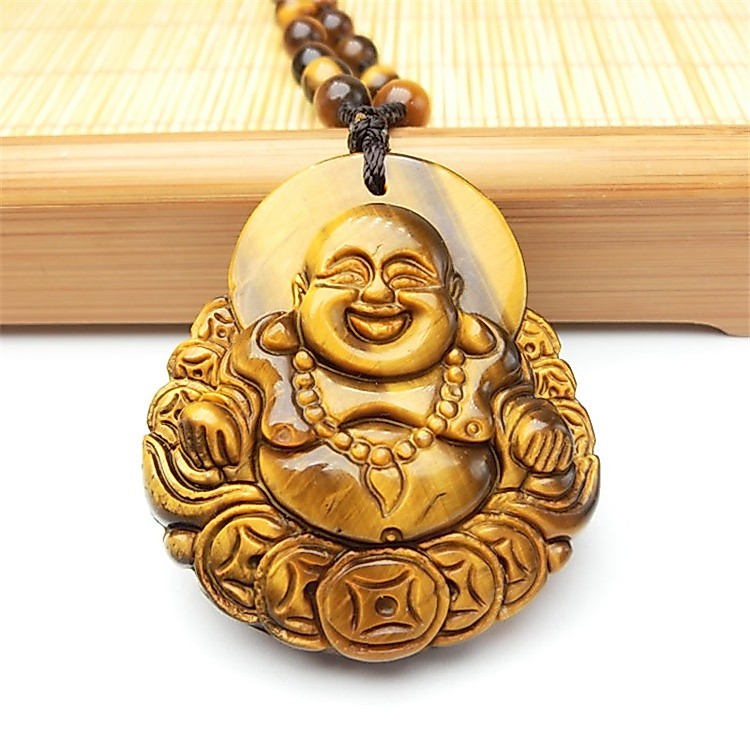 Mặt Dây Chuyền Đá Mắt Hổ Tự Nhiên 6a maitreya Phật Giáo Màu Vàng Châu Phi Cho Nữ