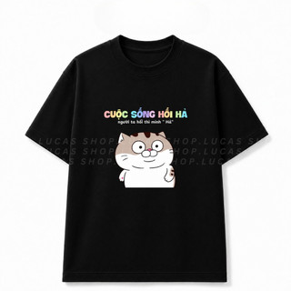 （Giao hàng 24h）Angela Áo Thun In Chữ CUỘC SỐNG HỐI HẢ Meme Hài Hước Nam Nữ Unisex Cổ Tròn Cotton Local Brand