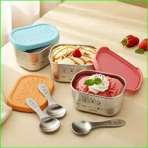 Hộp đựng kem bằng thép không gỉ YB2 Hộp đựng kem có thể tái sử dụng Dụng cụ thực phẩm sữa chua Popsicle tự chế