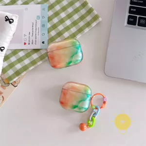 Phone Case For AirPods 4 / Pro3 / Pro2 / Pro TPU Chain Green Render Pendant Aesthetic Korean Cute