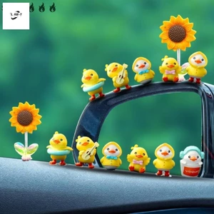 Trang trí xe hơi vịt vàng nhỏ bằng nhựa hoạt hình - Phụ kiện điều khiển trung tâm dễ thương