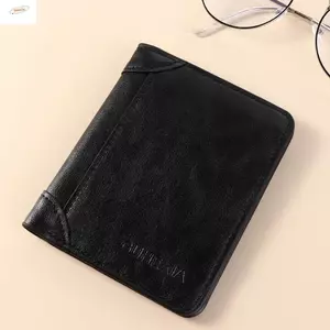 Ví gấp 2 lần ZENZON, Ví ngắn nam màu trơn bằng da, Túi đựng thẻ thông thường Phong cách giải trí đô thị Giá đỡ huy hiệu ID Túi đựng tiền chống trộm Nam