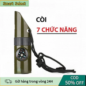 Còi Sinh Tồn Đa Năng 7in1 – Tích Hợp La Bàn, Đèn LED, Nhiệt Kế, Dụng Cụ Cắm Trại