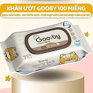 Khăn ướt, giấy ướt em bé Gooby Premium 100 tờ/60 tờ cao cấp, không cồn, không parabens, mềm mịn
