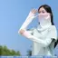 Mặt nạ chống nắng bằng lụa băng Bộ đồ tay áo băng mùa hè Vỏ cổ chống tia cực tím Full Face Tấm che nắng cưỡi ngựa thoáng khí