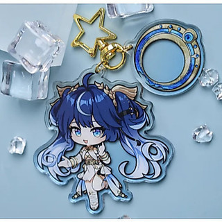 Wuthering Waves IUNO Acrylic Keychain - Chibi Character with Star Charm Decor for Bag Keys Gift, Gaming Fan Gifts, Hallo
