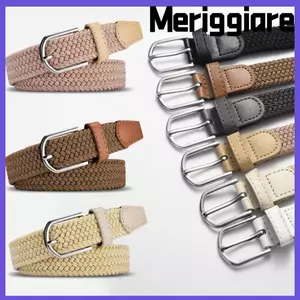Thắt lưng bện vải co giãn MERIGGIARE, Thắt lưng đàn hồi đa năng không lỗ, Thắt lưng quần học sinh thông thường thời trang dành cho nữ