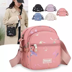 Túi đeo chéo AWNGD, Túi đeo vai Mini nhiều lớp, Túi xách Nylon nhân quả dành cho nữ