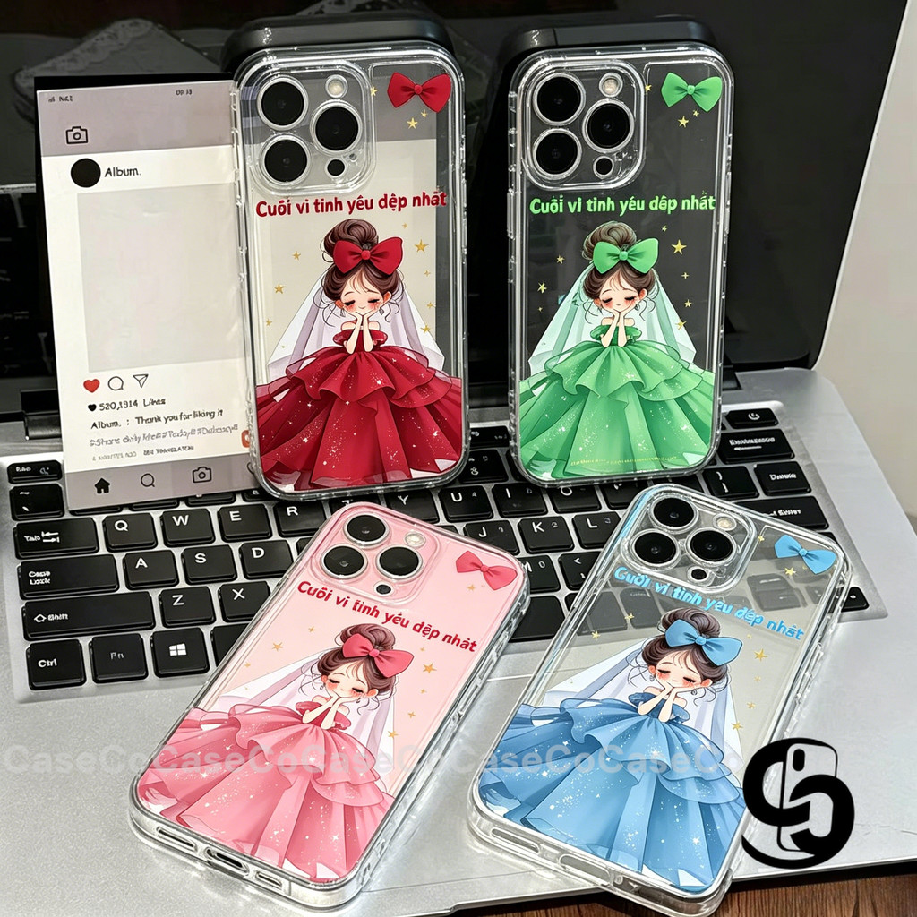 Ốp Lưng Cho IPhone 11 17 16 13 15 12 Pro Max 16 8 7 15 Plus X XR XS MaxBìa in hình cô dâu hoạt hình
