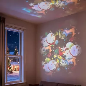 Đèn LED chiếu bông tuyết Giáng sinh mới 2025, Đèn trang trí ngày lễ xoay đầy màu sắc