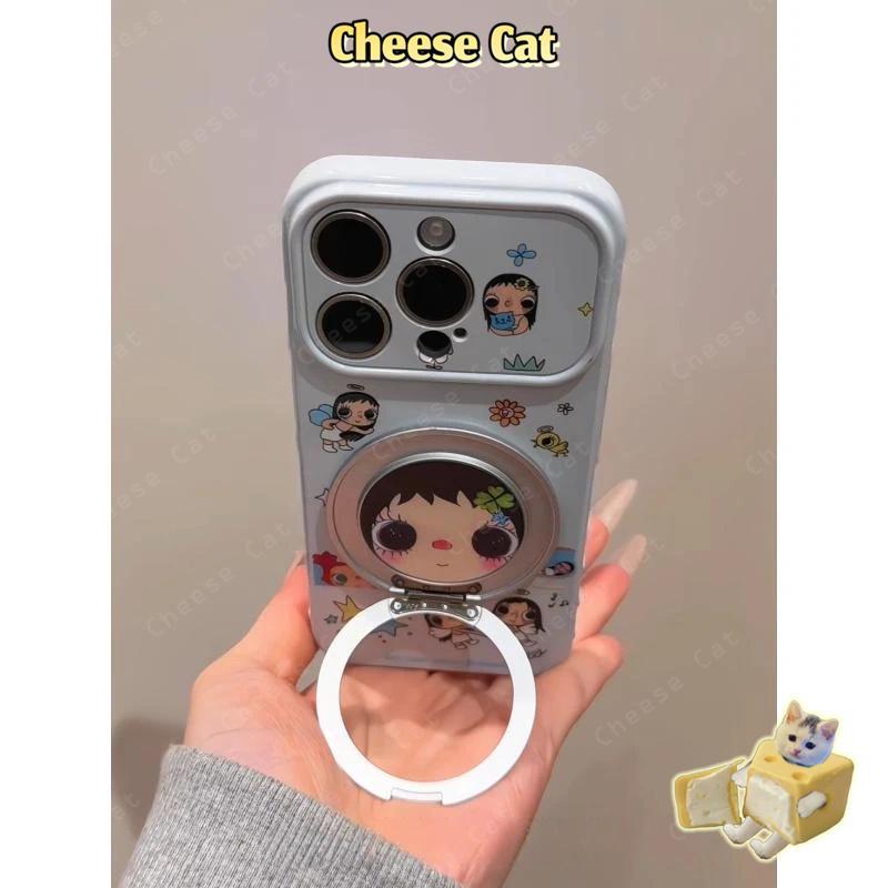 Ốp điện thoại bằng kim loại hình cô gái dễ thương cho iPhone 11 12 13 14 15 16 17 Pro Max 17 Air XR Xs Max