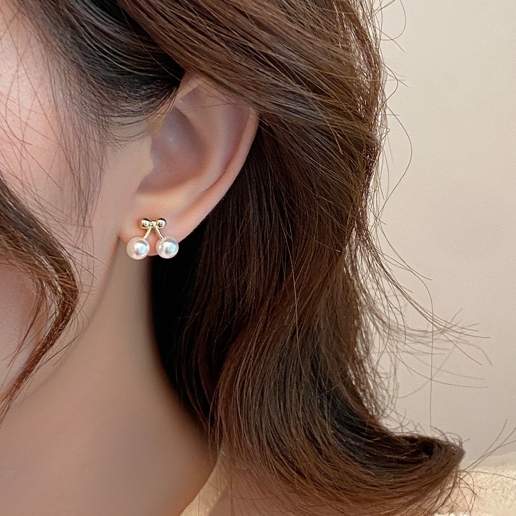 Bông tai bạc anh đào nhỏ thời trang phong cách Hàn Quốc