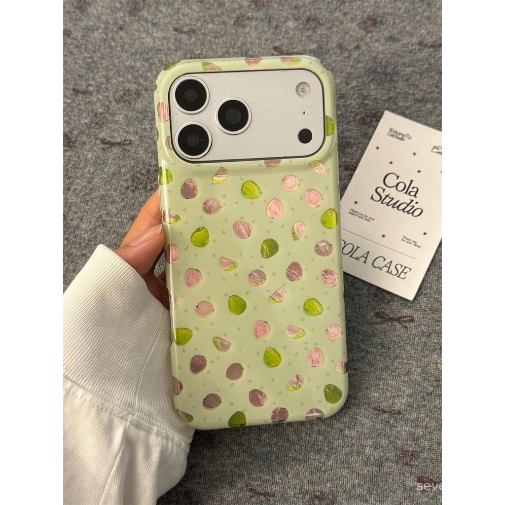 Ốp Điện Thoại Thích Hợp Cho iPhone XS XR 11 12mini 13 14 15 16 17 Pro max Plus Air Polka Dot Light Green Pink Guava Vỏ Bảo Vệ Chống Sốc Bao Gồm Tất Cả 1EKG