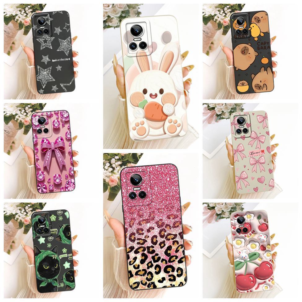 Dành Cho Realme GT Neo3 RMX3561 RMX3560 Dành Cho Realme GT Neo 3 Vỏ Mèo Dễ Thương Thời Trang Sang Trọng Tình Yêu Sơn Ngộ nghĩnh Vỏ Silicon Chống Sốc