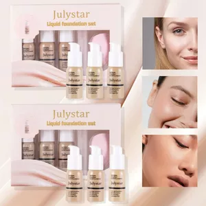 Bộ kem nền che khuyết điểm dưỡng ẩm tự nhiên Julystar Trang điểm cố định lâu trôi không tẩy trang Kem che khuyết điểm mặt Kem nền dạng lỏng