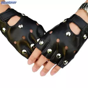 Găng tay ngắn không ngón bằng da Bluelover Đinh tán Stud Găng tay nửa ngón thời trang Mới