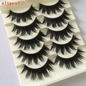 AFTEROF 5 Đôi Mắt Mi Nối Dài Nữ Đeo Chéo Dày Đen Dài