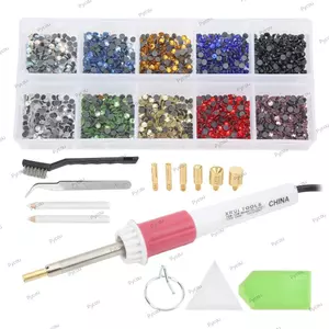 Bộ dụng cụ bôi Hotfix PYCOU, Túi lưu trữ Bao gồm công cụ bôi kim cương giả nhiều màu, Bộ dụng cụ làm nóng nhanh di động cho các dự án da