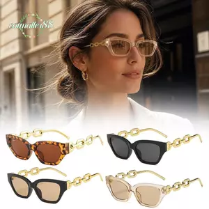 Kính mắt mèo CATMALLER88, Kính râm mắt mèo khung nhỏ chống nắng, Chân xích sang trọng Màu đen chống tia cực tím Đạo cụ ảnh