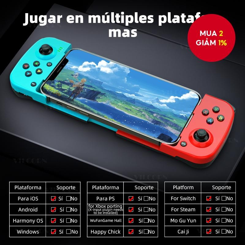 Bộ điều khiển gamepad không dây Bluetooth D3, có thể điều chỉnh và thu ...