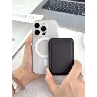 Ốp điện thoại da hấp thụ từ tính cho Apple iPhone 16 Hộp đựng thẻ dính lưng Phong cách kinh doanh Giá đỡ điện thoại di động