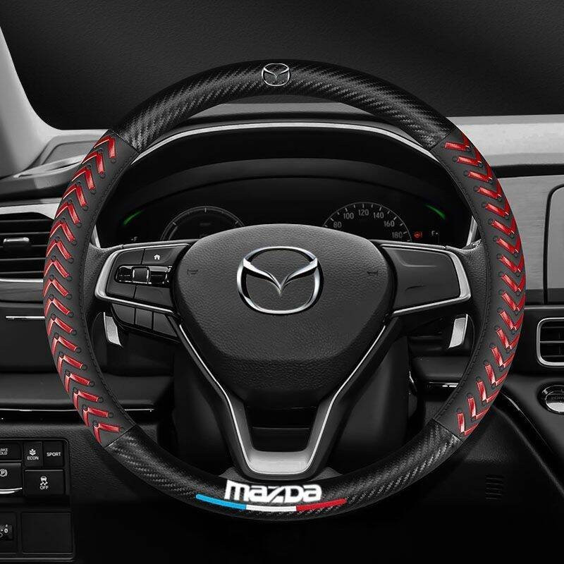 Dành Cho Xe Mazda 2 3 5 6 8 CX5 CX7 CX3 CX9 RX MX CX30 BT50 Sợi Carbon Da Thoáng Khí Ô Tô Vô Lăng Bao Phụ Kiện 38cm