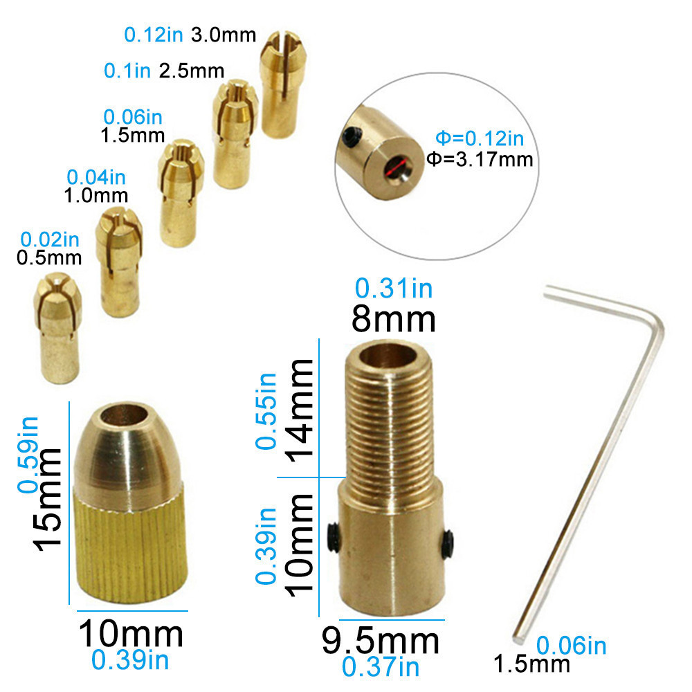 [COD] Đầu Kẹp Khoan Mini Cho Mô Tơ 775 Trục 2.35mm 3.17mm Hợp Kim Bền, Dễ Gắn Mũi Khoan