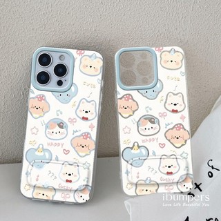 ibumpers Ốp Điện Thoại iPhone Họa Tiết Hoạt Hình Chó Dễ Thương Có Giá Đỡ Gương Trang Điểm Gấp Cho Iphone 11 12 13 14 15 16 Pro Max