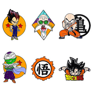 6 Cái / bộ Dragon Ball Kim Loại Pin Bộ Goku & Rùa Hemit Anime Thổ Cẩm Hợp Kim Kẽm Huy Hiệu Sưu Tập