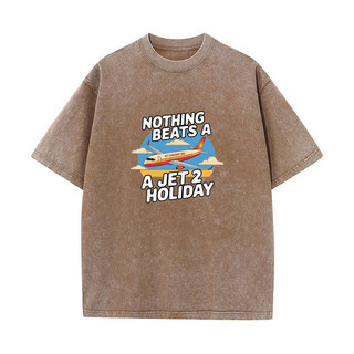 Nothing Beats a Jet 2 Ngày Lễ Vui Vẻ Áo nam Nữ Bông Tai Kẹp Hiphop Dạo Phố Rửa Vintage Cotton Áo Sơ Mi Tay Ngắn Áo P373