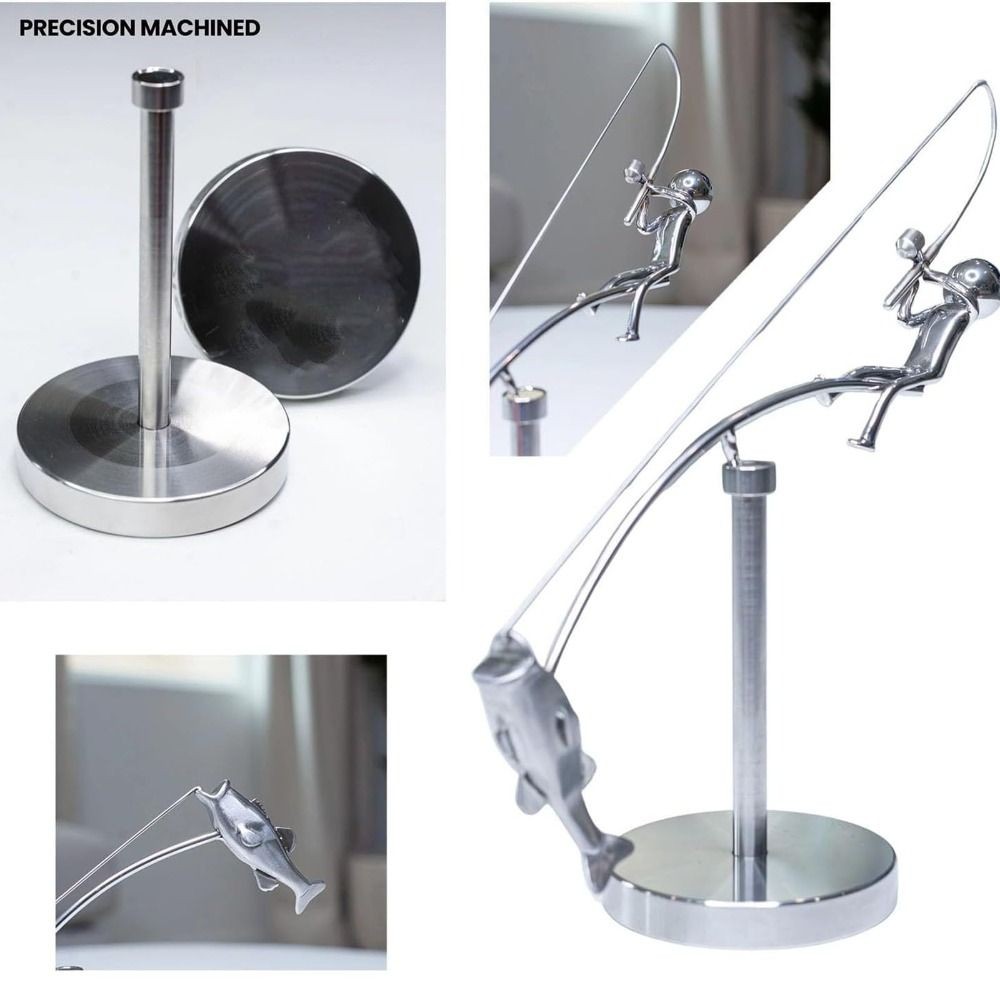 Tác phẩm điêu khắc câu cá động học CAST, Trang trí bàn làm việc bằng kim loại Tác phẩm điêu khắc cân bằng ngư dân, Quà tặng sáng tạo Tượng câu cá thủ công dành cho những người yêu thích