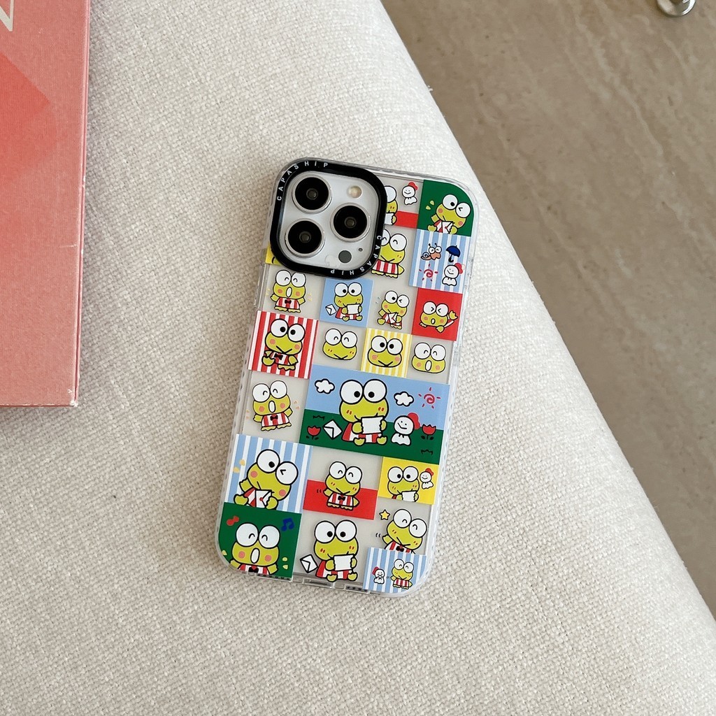 CAPASHIP Dễ Thương Keroppi Hello Kitty KAWAII MOI Hoạt Hình Ếch Nhật Bản Vỏ Mềm Hàn Quốc Vỏ Tương Thích Cho iPhone 17 Pro Max Air Plus 16 / 15 / 14 / 13 / 12 / 11 / XR / X / XS / SE / 8 / 7 / 6