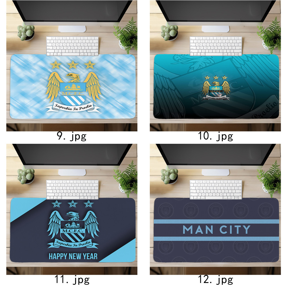Tấm lót chuột Logo Manchester City FC In nghệ thuật Bàn phím máy tính Bàn phím (60x30cm / 80x40cm)