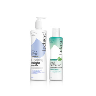 Bộ 1 Sữa tắm Lactacyd Healthy Bright làm đều màu da + 1 DDVS phụ nữ Lactacyd Cool Sensation 250ml