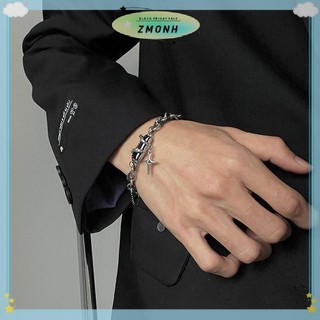 ZMONH Retro Đen Zircon Ngôi Sao Vòng Tay Nữ Nam Quà Tặng Xu Hướng Dây Xích Kim Loại Unisex Goth Trang Sức Cặp Đôi Mới Phụ Kiện