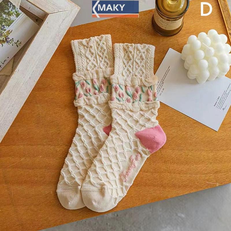 Onetimingcool Mới Tất Nữ Phong Cách Hàn Quốc Xu Hướng Hoa Tất Cotton Thường Ngày Bé Gái Thủy Thủ Đoàn Tất VN