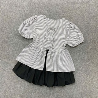 Set Bigsize nữ áo kiểu babydoll tiểu thư tay bồng phối chân váy bí có lót bảo hộ kín đáo tôn dáng - SET (A190+CV413)
