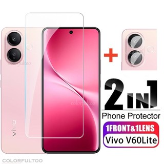 Kính cường lực phía trước 2 trong 1 9H Clear HD cho Vivo V60 Lite V 60 Lite VivoV60Lite 4G 5G 2025 Full Cover Keo dán bảo vệ màn hình máy ảnh trong suốt Phim bảo vệ ống kính phía sau