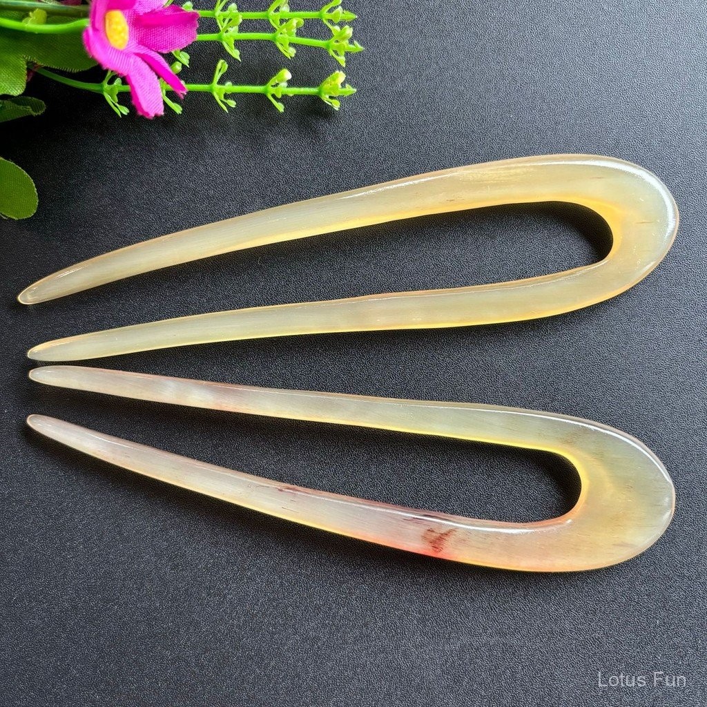 Kẹp tóc hình chữ u sừng yak cao cấp với nhiều họa tiết hoa đơn giản Dương giác đĩa búi tóc trang sức