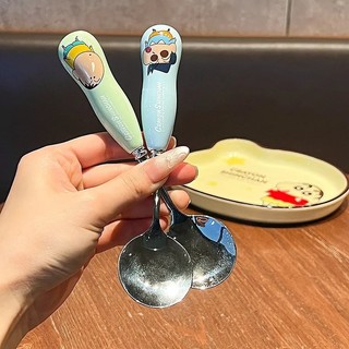 Tay Cầm Gốm Crayon Shin-Chan Hoạt Hình Hộ Gia Đình Bộ Đồ Ăn Nĩa Thìa Bộ Dễ Thương Cho Bé Đũa Bộ Thìa Giá Trị Cao UA0B