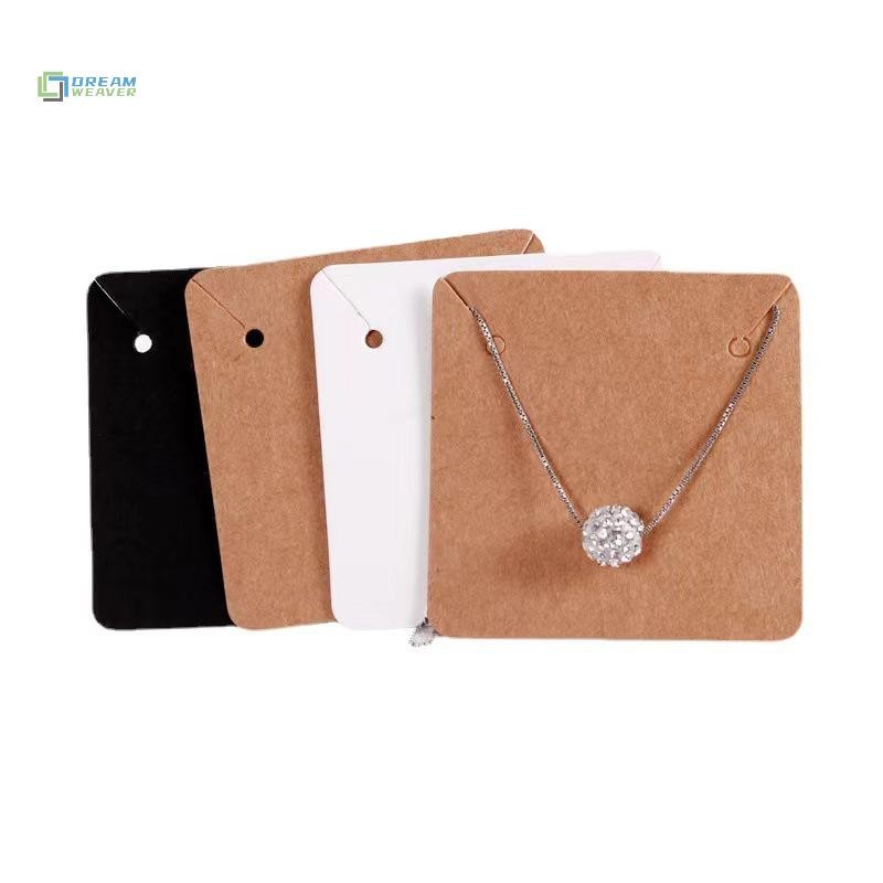 100 cái/gói thẻ trưng bày trang sức giấy kraft tự dán, bao bì bìa cứng, treo bông tai/dây chuyền mới