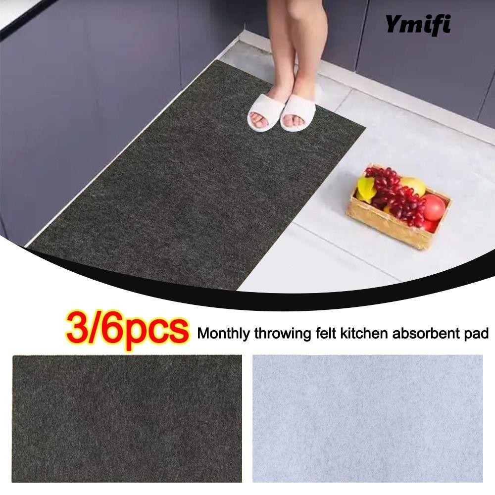 Thảm phòng tắm YMIFI 3 / 6 Cái, Thảm trải sàn nhà bếp dùng một lần chống mài mòn dày, Thảm nhà bếp chống trượt bền bỉ không thể giặt được Trang trí nhà bếp