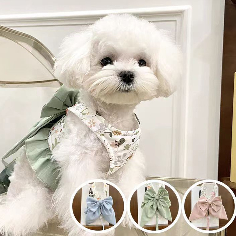 Quần Áo Cho Chó Nhật Bản Phong Cách Hàn Quốc Nhật Bản Nơ Xù Phong Cách Công Chúa Ngực Kéo Quần Áo Thú Cưng Áo Vest Phong Cách Thú Cưng Ngực Trở Lại Chó Đi Bộ Dây Xích Thú Cưng Dây Đeo Ngực Mèo Chó Nhỏ Teddy