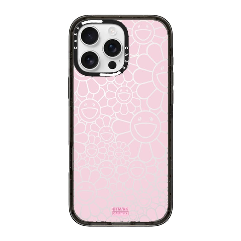TAKASHI MURAKAMI x CASECASE: FLOWERS BLOOM MULTI-FLOWERS (HỒNG) Vỏ tác động hút từ tính cứng trong suốt cho Apple IPhone 12 13 14 15 16 17 Pro Max Air Plus có hộp