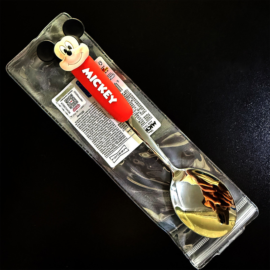 Disney Disney Silicone Đầu Thìa Nĩa Inox Trẻ Em Thìa Nĩa Trái Cây Nĩa Ăn Thìa 25.10.14