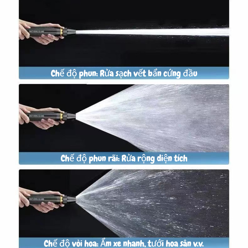 vòi xịt tăng áp rửa xe đầu, 3 chế độ phun nước, ống nước mềm màu vàng, đối với rửa xe, tưới cây, vv